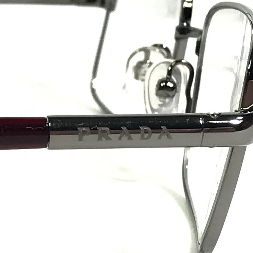 Prada Eyeglasses Frames VPR 63M 0AG-1O1 Burgundy Red Shiny Silver 52-17-140